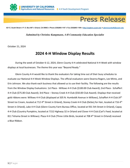 2024 Window Display Press Release