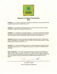 Glenn County 4-H National 4-H Week Proclamation 2021