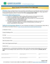 Glenn County 4-H Presentation Form 2024-2025